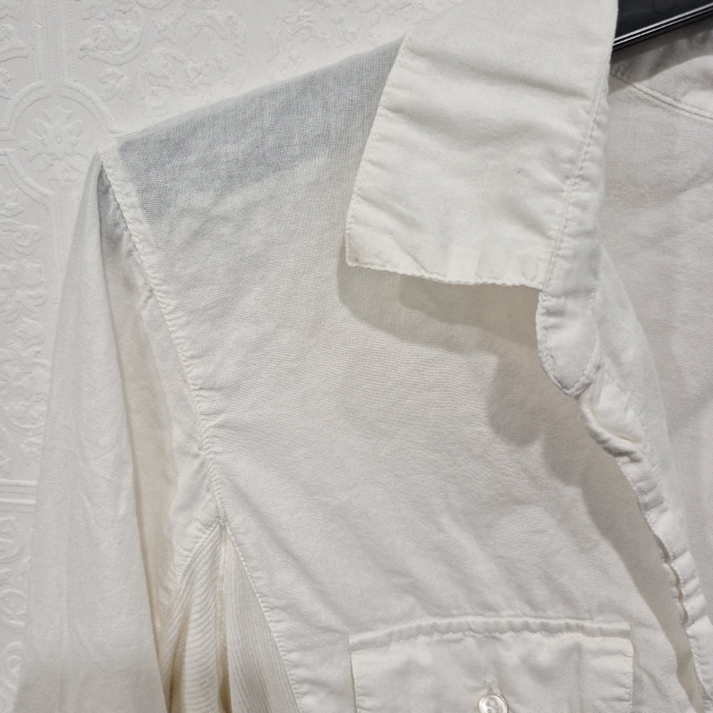 James Perse Contrast Panel Rib Surplus White Button-Up Shirt - Picture 2 of 10